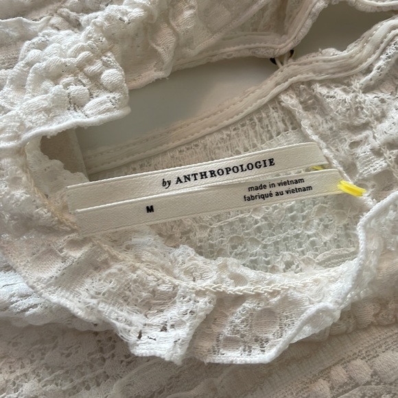 Cream color, ruffled neck, sleeveless top from anthropology, size medium - Picture 3 of 3